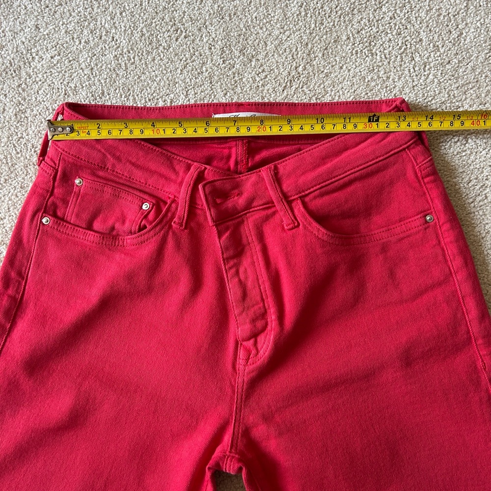 Mavi Anika Mid-Rise Crop Flare Jeans in Bold Red - Picture 4 of 6